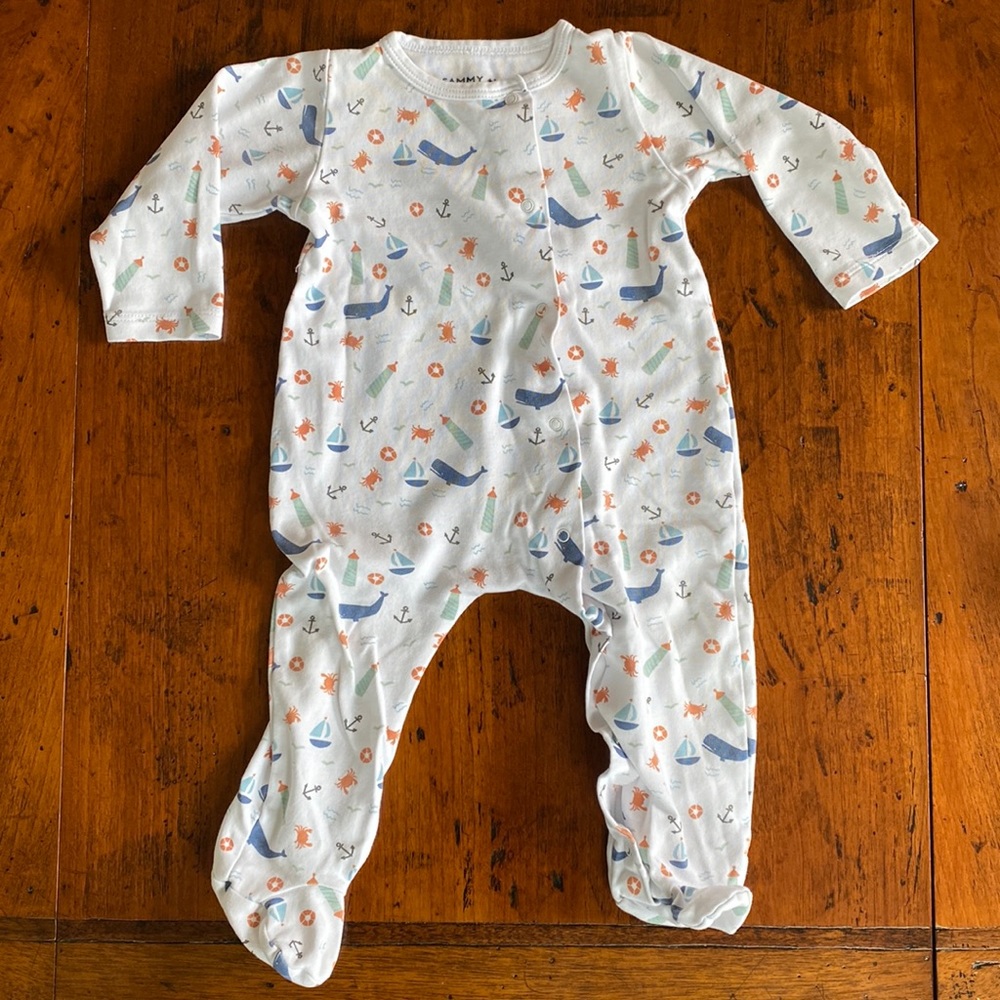 Sammy & Nat coastal button-down footed onesie